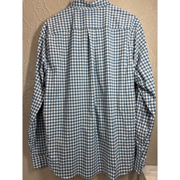 Vineyard Vines Shirt Men Blue Green White Plaid On The Go OTG Performance Medium - Picture 3 of 6